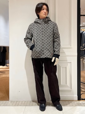 「DRESSTERIOR（ドレステリア）の◆オーバーラップサークル ウールジャカードパーカー（短外套、ベージュ系）」を使った、がくさん（メンズ・172cm）の冬コーディネート