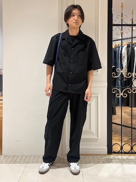 「DRESSTERIOR（ドレステリア）の【セットアップ可/撥水/クールタッチ素材】SOLOTEX 4WAYストレッチオープンカラーシャツ（襯衫、ブラック系）」を使った、がくさん（メンズ・172cm）の夏コーディネート