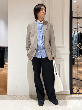 「DRESSTERIOR（ドレステリア）の【セットアップ可/MonoMax4月号掲載/Safari5月号掲載】CARREMAN ストレッチジャケット（休閒西裝、ベージュ系）」を使った、がくさん（メンズ・172cm）の春コーディネート