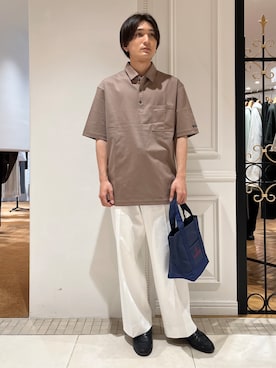 「DRESSTERIOR（ドレステリア）の【接触冷感/抗菌防臭/消臭/Safari5月号掲載】ICE CLEAR COTTON オーバーフィットポロシャツ（POLO衫、ブラウン系）」を使った、がくさん（メンズ・172cm）の夏コーディネート
