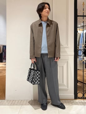 「DRESSTERIOR（ドレステリア）の【ウォッシャブル】ウールハリントン ジャケット（短外套、ブラウン系）」を使った、がくさん（メンズ・172cm）の冬コーディネート