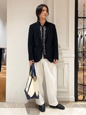 「DRESSTERIOR（ドレステリア）の【セットアップ可/接触冷感/UVカット/ウォッシャブル】AIRTOOL クールストレッチジャケット（休閒西裝、ブラック系）」を使った、がくさん（メンズ・172cm）の春コーディネート
