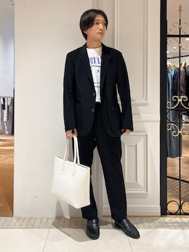 「DRESSTERIOR（ドレステリア）の【セットアップ可/接触冷感/UVカット/ウォッシャブル】AIRTOOL クールストレッチジャケット（休閒西裝、ブラック系）」を使った、がくさん（メンズ・172cm）の夏コーディネート