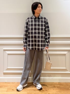 「DRESSTERIOR（ドレステリア）のオンブレーチェックシャツ（シャツ/ブラウス、ブラウン系）」を使った、がくさん（メンズ・172cm）の夏コーディネート