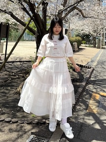 ギンガムレースフレアスカート｜メリージェニー（merry jenny