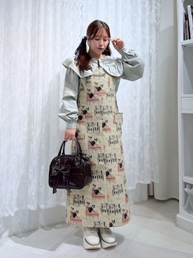 「merry jenny（メリージェニー）のflowerエナメルブーツ（ブーツ、ホワイト系）」を使った、ponさん（レディース・153cm）の夏コーディネート