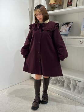 「merry jenny（メリージェニー）のアイテム（ダウンジャケット/コート）」を使った、ponさん（レディース・153cm）の冬コーディネート