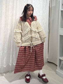 透かし編みフリルニットカーディガン｜メリージェニー（merry jenny