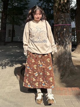「アイテム（ジャンパースカート）」を使った、ponさん（レディース・153cm）の秋コーディネート