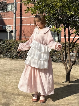 「アイテム（パンプス、ピンク系）」を使った、ponさん（レディース・153cm）の冬コーディネート