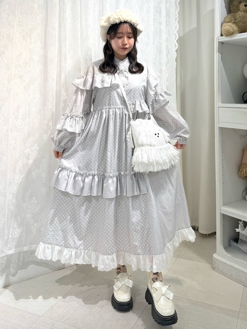 セール】フリルドットデコレーションワンピース（ワンピース）｜merry