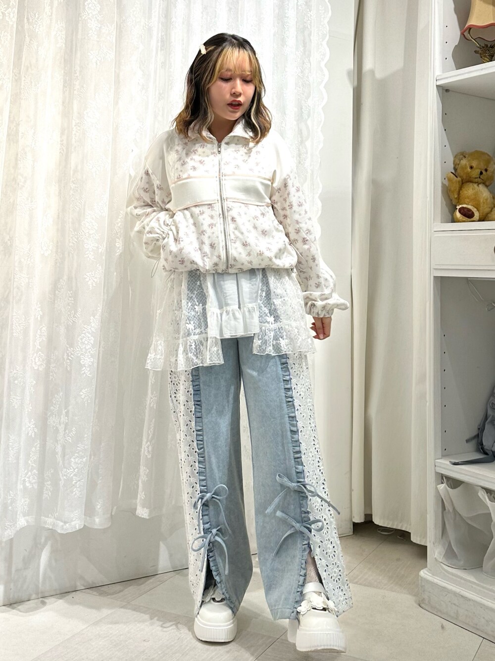 merry jenny デニムパンツ レース merry jenny ジーンズ デニム デニムパンツ スリットレース