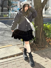 コルセットベロアフレアミニワンピース｜メリージェニー（merry jenny