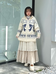 merry jenny 新品 ブルー ニットレースカラーパフカットトレーナー merry jenny 新品 ブルー ニットレースカラーパフカット