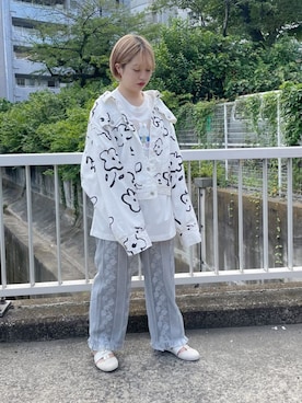 「merry jenny（メリージェニー）の箔グログランベルトシューズ（パンプス）」を使った、ponさん（レディース・153cm）の夏コーディネート