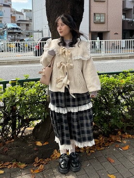 「アイテム（カーディガン/ボレロ）」を使った、ponさん（レディース・153cm）の秋コーディネート