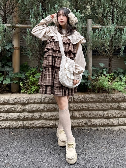 セール】チェックホイップクリームミニワンピース（ワンピース