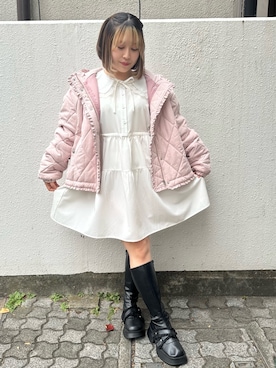 「merry jenny（メリージェニー）のアイテム（ダウンジャケット/コート）」を使った、ponさん（レディース・153cm）の冬コーディネート