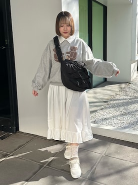 「シャツワンピ」｜ponさん（レディース・153cm）の冬コーディネート