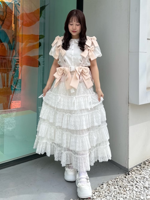 narcissus♡袖フリルカーデ オフィシャルサイト限定】ジャガードシアーフリルブラウス