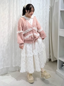 透かし編みフリルニットカーディガン｜メリージェニー（merry jenny