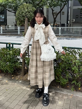 「ボウタイブラウス」｜ponさん（レディース・153cm）の夏コーディネート