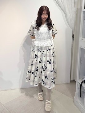 「merry jenny（メリージェニー）のpetit ribbonシアーバレエシューズ（バレエシューズ、ホワイト系）」を使った、ponさん（レディース・153cm）の春コーディネート