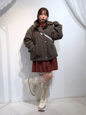 「アイテム（ダウンジャケット/コート）」を使った、ponさん（レディース・153cm）の夏コーディネート