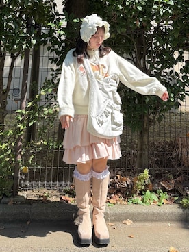「アイテム（カチューシャ）」を使った、ponさん（レディース・153cm）の秋コーディネート