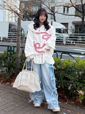 「アイテム（ボストンバッグ）」を使った、ponさん（レディース・153cm・20代）の冬コーディネート