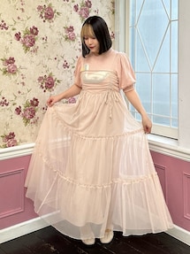 チュールドロストミニキャミワンピース ピンク merry jenny（メリージェニー）の「チュールドロストミニキャミ