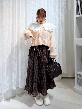 「merry jenny（メリージェニー）のフラワーベロアメリージェーン（バレエシューズ、ホワイト系）」を使った、ponさん（レディース・153cm）の夏コーディネート