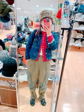 「BEAMS BOY（ビームスボーイ）のアイテム（デニムジャケット）」を使った、やまたろうさん（レディース・163cm）の冬コーディネート