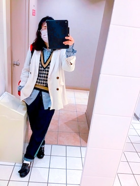 「ジェンダーレス部」｜「アイテム（ジャケット/アウター）」を使った、やまたろうさん（レディース・163cm）の春コーディネート