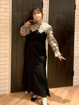 「シュシュ」｜「アイテム（ワンピース/ドレス）」を使った、おのぴさん（レディース・160cm）の秋コーディネート