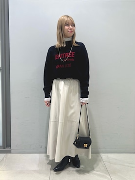 「レザースカート」｜yuiさん（レディース・160cm）の秋コーディネート