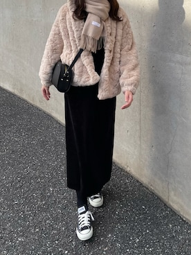 「URBAN RESEARCH（アーバンリサーチ）のアイテム（ジャンパースカート）」を使った、miiさん（レディース・165cm）の冬コーディネート