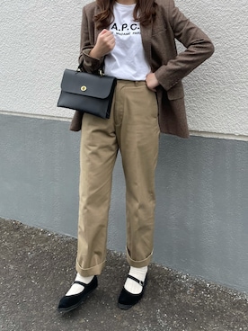 「THE SHINZONE（ザ　シンゾーン）のハイウエストチノパンツ（チノパンツ）」を使った、miiさん（レディース・165cm）の秋コーディネート