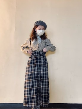 「NET（ネット）のアイテム（ハンチング/ベレー帽）」を使った、こころさん（レディース・156cm）の秋コーディネート