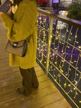「ロングニット」｜「アイテム（パンツ）」を使った、ｍｏｃさん（レディース・157cm）の秋コーディネート
