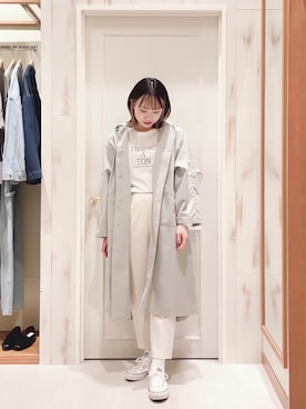 「Samansa Mos2 blue（サマンサモスモスブルー）のアイテム（ステンカラーコート）」を使った、ハタケヤマさん（レディース・163cm）の春コーディネート