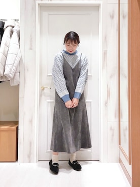「Samansa Mos2 blue（サマンサモスモスブルー）のアイテム（モカシン/デッキシューズ）」を使った、ハタケヤマさん（レディース・163cm）の冬コーディネート
