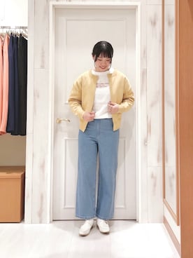 「ショート丈トップス」｜「アイテム（スリッポン）」を使った、ハタケヤマさん（レディース・163cm）の冬コーディネート