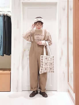 「ヘアバンド」｜「アイテム（オールインワン・サロペット）」を使った、ハタケヤマさん（レディース・163cm）の秋コーディネート