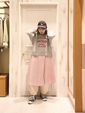 「レッド」｜「アイテム（シャツワンピース）」を使った、ハタケヤマさん（レディース・163cm）の冬コーディネート