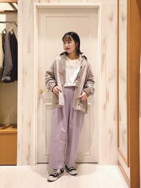 「ラベンダー」｜「アイテム（ブルゾン）」を使った、ハタケヤマさん（レディース・163cm）の冬コーディネート
