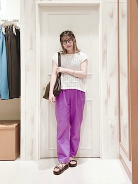 「ごきげんウィーク」｜「アイテム（タンクトップ）」を使った、ハタケヤマさん（レディース・163cm）の春コーディネート