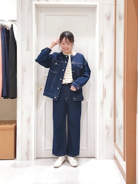 「Samansa Mos2 blue」｜「アイテム（スリッポン）」を使った、ハタケヤマさん（レディース・163cm）の冬コーディネート
