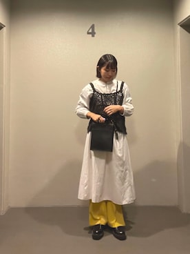 「Samansa Mos2 blue（サマンサモスモスブルー）のアイテム（シャツワンピース）」を使った、ハタケヤマさん（レディース・163cm）の秋コーディネート