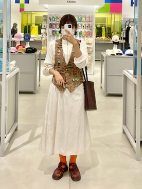 「Samansa Mos2 blue（サマンサモスモスブルー）のアイテム（シャツワンピース）」を使った、ハタケヤマさん（レディース・163cm）の秋コーディネート
